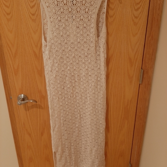 Freshman 1996 Boho Maxi Crochet Cardigan Open Sleeveless Cream Color Size XS NWT - Picture 13 of 16